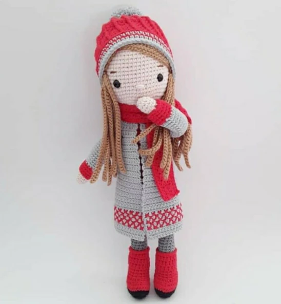 Şapkalı Kırmızılım Bebek Amigurumi Organik Oyuncak ürün görseli 1