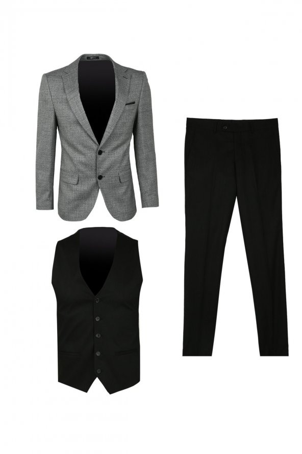 Süvari Normal Bel Slim Fit Siyah Erkek Takım Elbise TK1020200166 ürün görseli 1