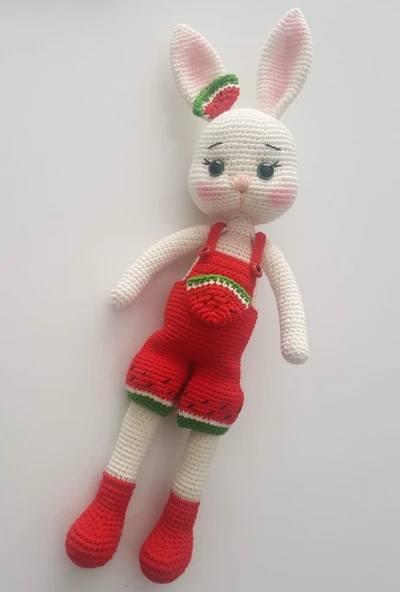 Tavşan Ponçik Yanak Karpuz Amigurumi Organik Oyuncak ürün görseli 1