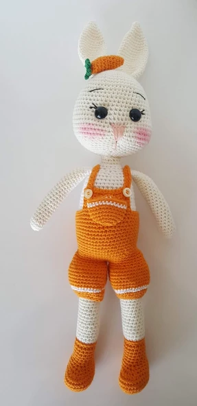Tavşan Ponçik Yanak Havuç Amigurumi Organik Oyuncak ürün görseli 1