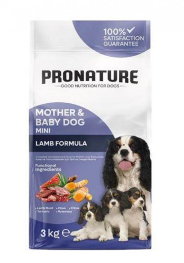 Pronature Mother & Baby Dog Anne ve Bebek Köpekler İçin Kuzulu ve Pirinçli Köpek Maması 3 kg ürün görseli 1
