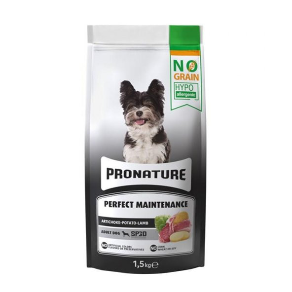 Pronature Hypo-Allergenic Kuzu Etli Enginarlı ve Patatesli Tahılsız Yetişkin Köpek Maması 1.5 Kg ürün görseli 1
