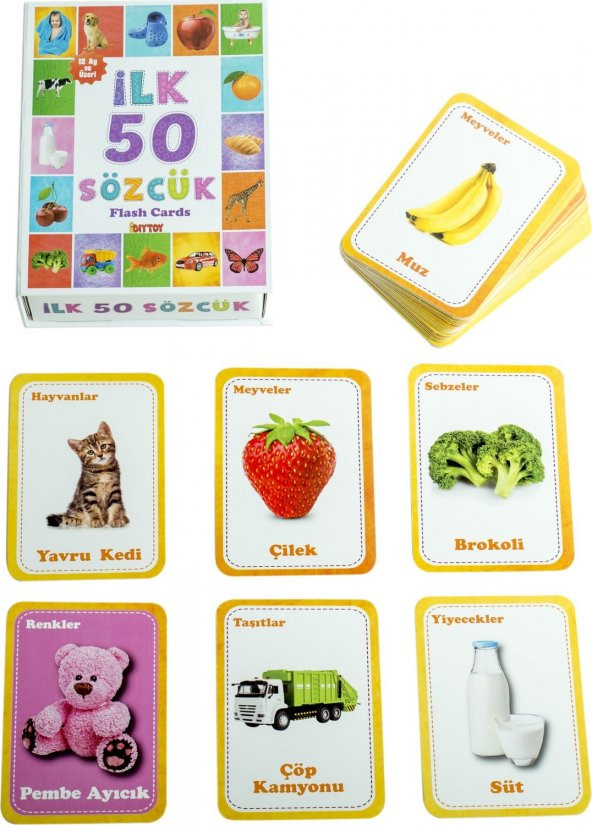 İlk 50 Sözcük Kart Bebekler İçin Öğrenme Konuşma Yardımcı Flash Cards ürün görseli 1