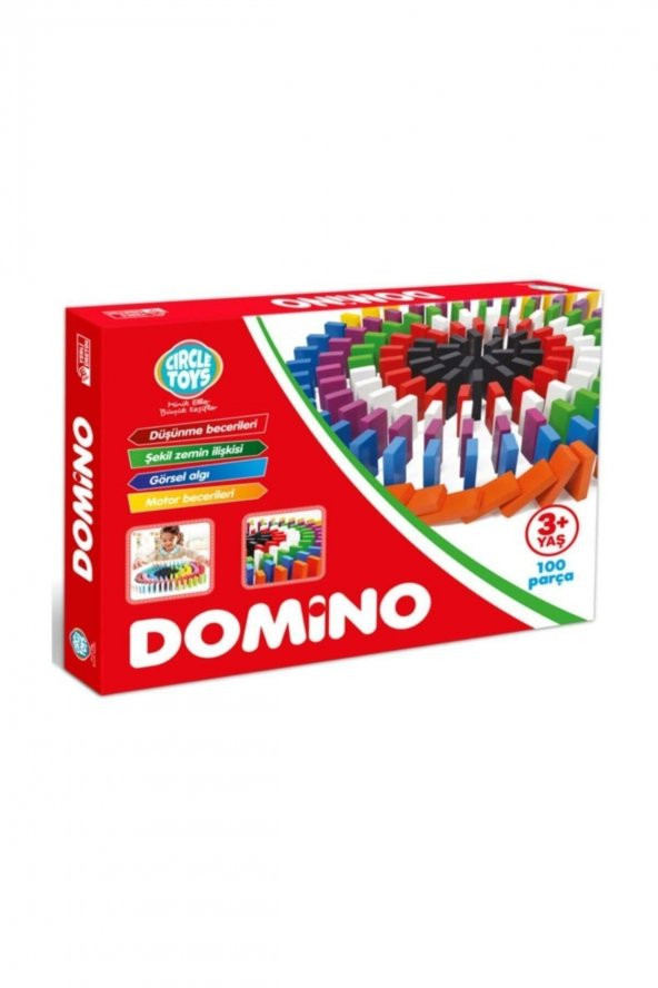 100 Parça Renkli Ahşap Domino Seti  Domino Oyunu Motor Beceri Geliştirici ürün görseli 1