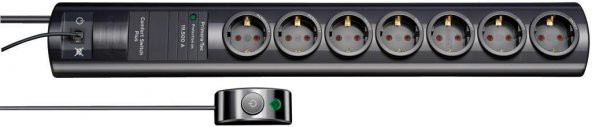 Brennenstuhl Primera-Tec Comfort Switch Plus 19.500 Amper Aşırı Gerilim Korumalı 2 Sabit ve 5 Aç/Kapa 7 Soketli Priz ürün görseli 1