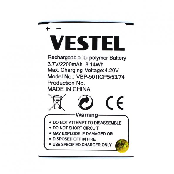 Vestel Venüs 5.5 X 5.5 V Batarya Pil ürün görseli 1
