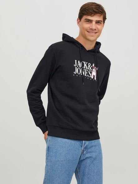JACK JONES Köpek Desenli Kapüşonlu Erkek Sweatshirt 12244219 ürün görseli 1