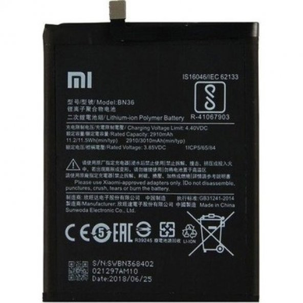 Xiaomi Mi A2 Bn36 Batarya Pil ürün görseli 1