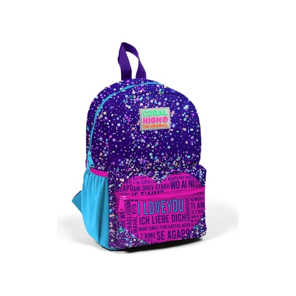 Coral High Mavi Mor Pembe Kalp Desenli Iki Bölmeli Anaokul Sırt Çantası 23540 ürün görseli 1