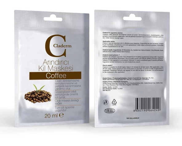 Claderm Kil Maskesi 20ml Sachet - Coffee - Resim 2