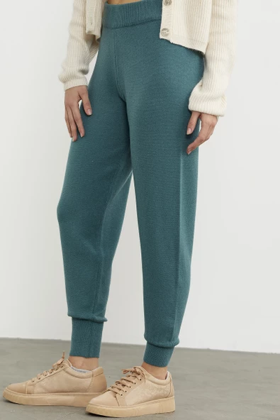 Jogger Triko Pantolon - Yeşil - Resim 5
