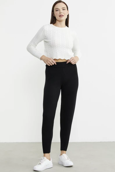 Jogger Triko Pantolon - Siyah - Resim 3