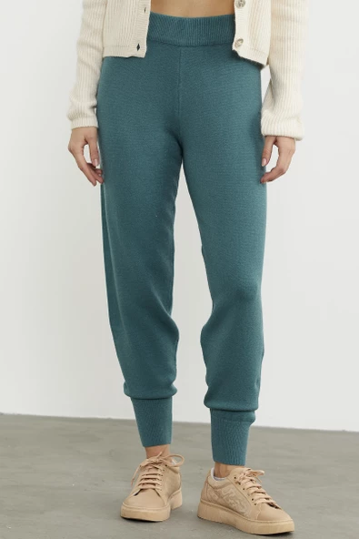 Jogger Triko Pantolon - Yeşil - Resim 3