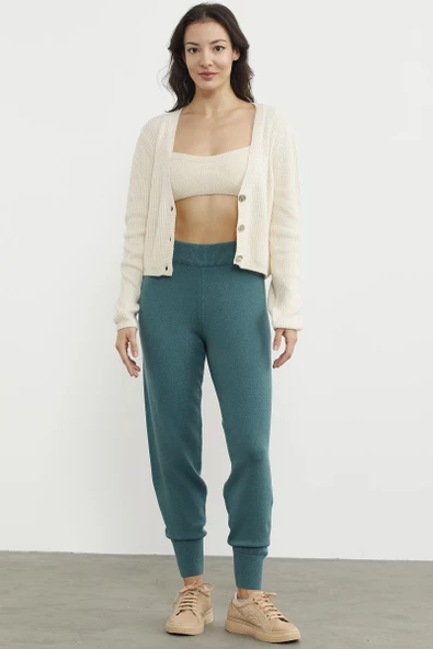 Jogger Triko Pantolon - Yeşil - Resim 2