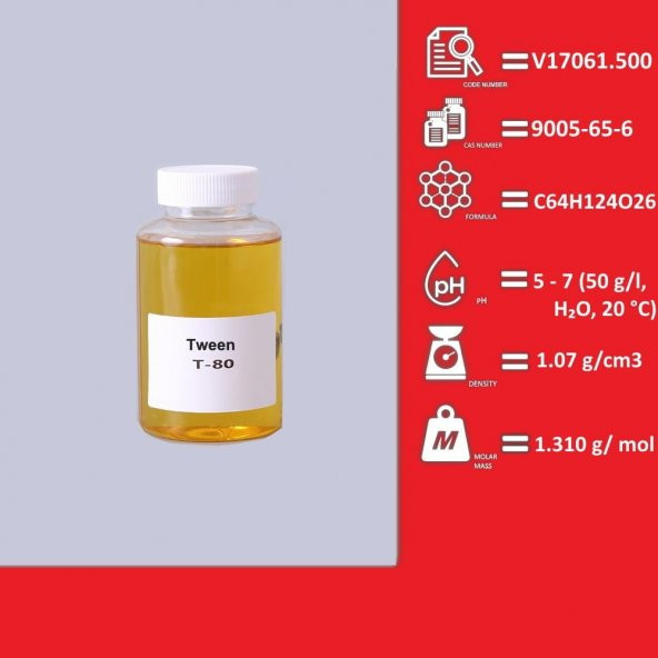 Tween 80 - 500 mL Şişe - Polisorbat E433 - Polysorbate 80 - Resim 2