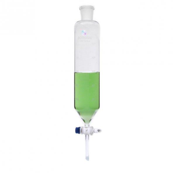 Damlatma Hunisi Silindirik 500ml - Cam Musluklu Huni - Şilif:24/29 - Yüksek Kalite ürün görseli 1