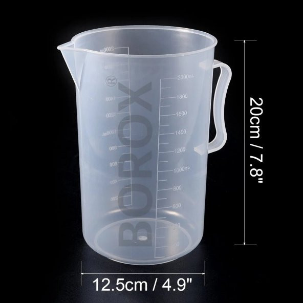 Kulplu Plastik Beher 2000 mL - Resim 2