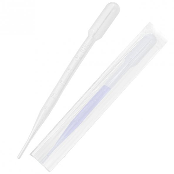 Pastör Pipeti Steril 0.5-3 ml - 100 Adetlik Paket - Tek Tek Poşetli ürün görseli 1