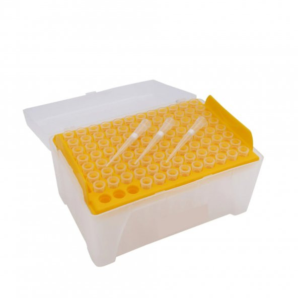 Filtreli Steril Pipet Ucu 100 ul - 96 Adetlik Paket - Şeffaf Kutulu ürün görseli 1