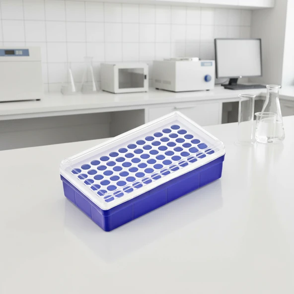 Deney Tüpü (Eppendorf) Standı / 72 Delikli 1.5mL İçin /  Deney Tüpü için Laboratuvar Rafı / Ependorf Tüp Standı / Yüksek Kaliteli ürün görseli 1