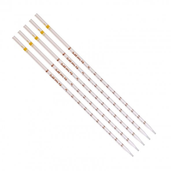 Serolojik Pipet 1 mL - %100 Borosilikat  (Dayanıklı) Cam - 5 Adetlik Set - Taksimat:0.01ml ürün görseli 1