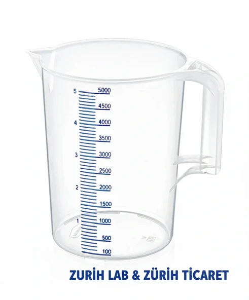 Kulplu Plastik Ölçü Kabı Beher 5 Litre - BPA Free - Maşrapa - Yüksek Kaliteli ürün görseli 1
