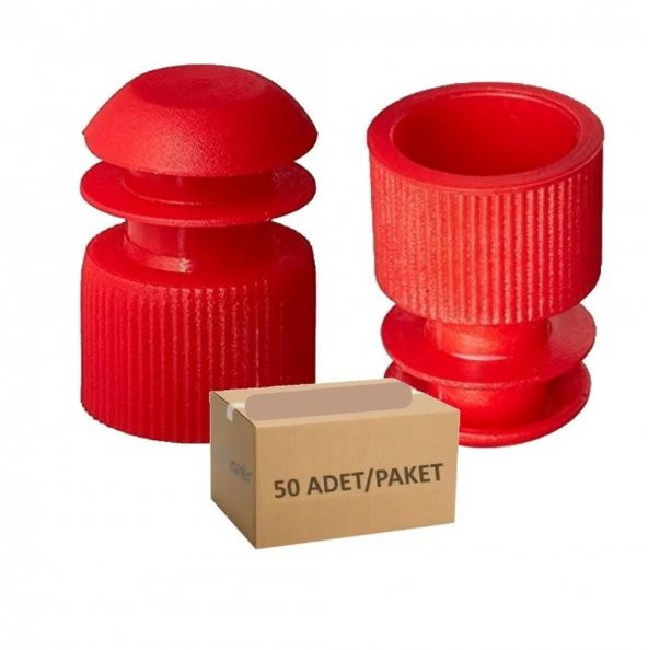 Deney Tüpü Kapağı Kırmızı - 16mm Tüp İçin Kanatlı - 50 Adetlik Set ürün görseli 1