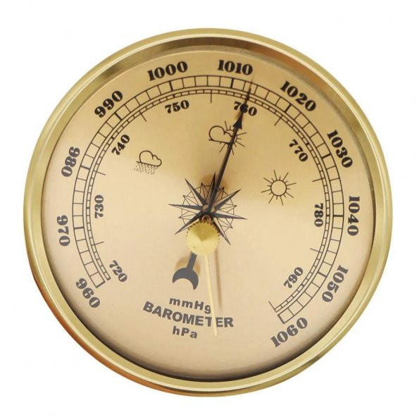 Metal Barometre 90 mm - Analog Basınç Ölçer - Hava Durumu - Kaliteli Şık Tasarım ürün görseli 1