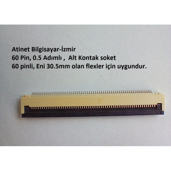 60 Pin 0.5 Adımlı Flex Soketi Flex Ffc Konnektörü 60-0.5-Alt ürün görseli 1
