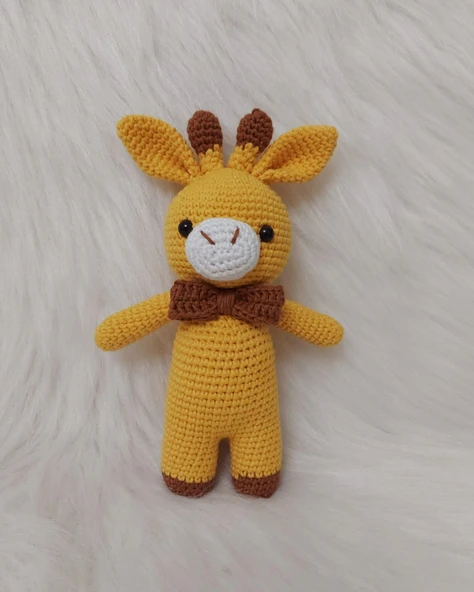 Hardal Miniş Zürafa Uyku Arkadaşı Amigurumi Organik Oyuncak ürün görseli 1