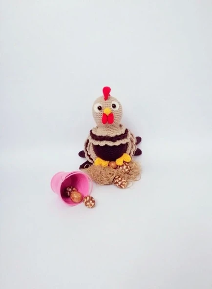 Süslü Tavuk Amigurumi Organik Oyuncak ürün görseli 1