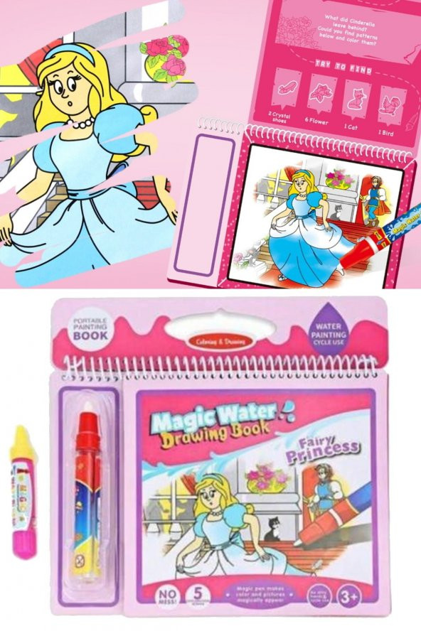 Sihirli Boyama Kitabı Fairy Princess Pembe Model Sihirli Su Çizim Kitap Kalem Boyama ürün görseli 1