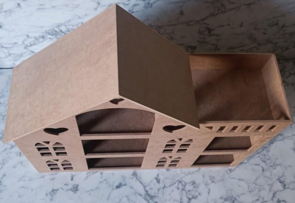 Hobi Adn 90208 Oyuncak Ev 3 Katlı Windows Penceri MODEL Ahşap MDF HAM El Yapım ürün görseli 1