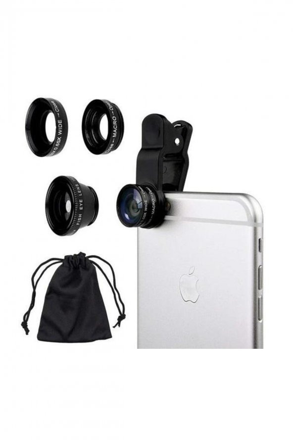 Geniş Açı Balık Gözü Lens Seti Balıkgözü Makro Telefon Lensi Universal ürün görseli 1