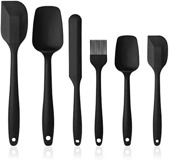 Siyah Silikon Spatula kaşık Seti 6 Parça. Siyah tek parçalı ürün görseli 1