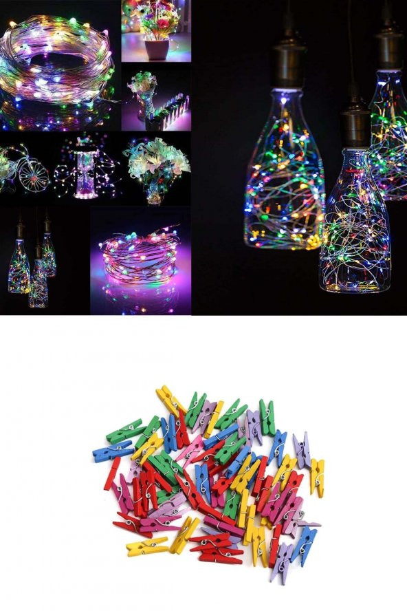 5 metre RGB peri led Işık + 25 Renkli Mandal ürün görseli 1