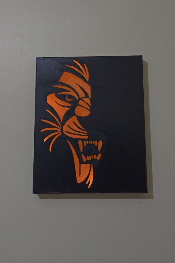 Kaplan Lion Ledli Duvar Süsü Hediyelik Gece Lambası Tablo Piller Dahil ürün görseli 1