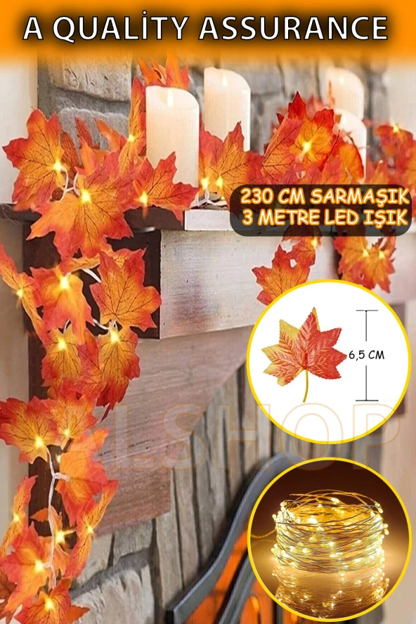 Ledli Yapay Sarmaşık Sonbahar 230 Cm +3 Metre Led ürün görseli 1