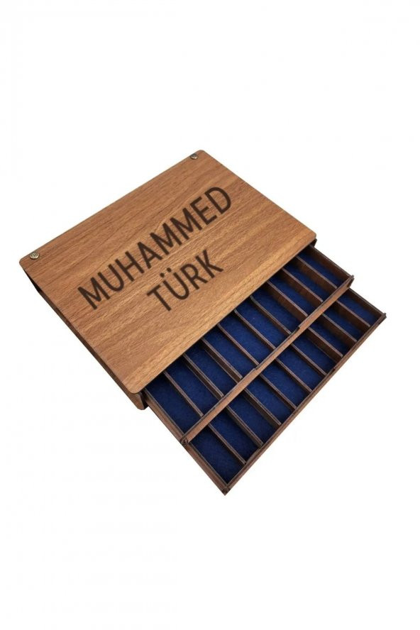 Hediyelik MDF Tesbih Kutusu Ahşap 2 Katlı Tesbihlik ( 20 li) ürün görseli 1