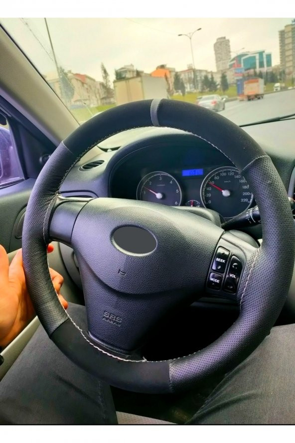 Hyundai Accent Era Uyumlu Dikmeli Direksiyon Kılıfı Noktalı-alkantara Gri Yüzüklü ürün görseli 1
