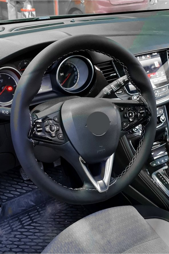 Direksiyon Kılıfı Dikmeli Soft Siyah Gri İpli Opel Corsa E Uyumlu (38×10.5cm) ürün görseli 1