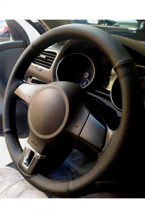 Peugeot 207 Uyumlu Dikmeli Direksiyon Kılıfı Noktalı-soft Siyah ürün görseli 1