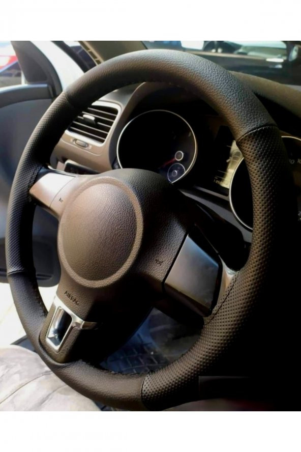 Nissan Almera Uyumlu Dikmeli Direksiyon Kılıfı Noktalı-Soft Siyah ürün görseli 1