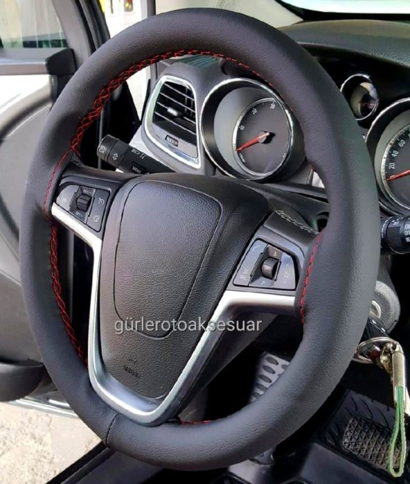 Opel Astra J Kasa Uyumlu Dikmeli Direksiyon Kılıfı Kırmızı İpli A+Plus (10.5cm) ürün görseli 1