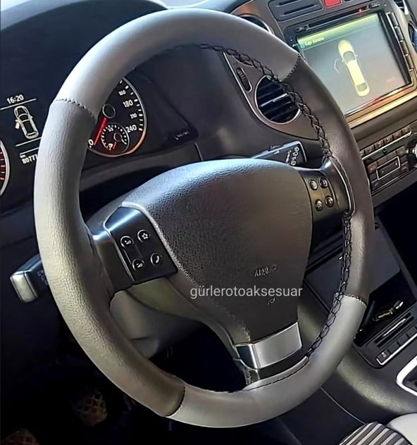 Opel Astra H Uyumlu Direksiyon Kılıfı Gri-Siyah ürün görseli 1