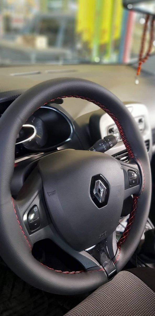 Renault Symbol 2013+ Uyumlu Direksiyon Kılıfı Dikmeli Siyah İpli ürün görseli 1
