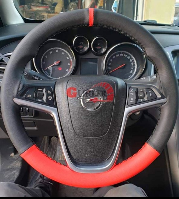 Volkswagen Polo 2017 > Uyumlu Dikmeli Direksiyon Kılıfı İki Renkli Kırmızı Yüzüklü ürün görseli 1