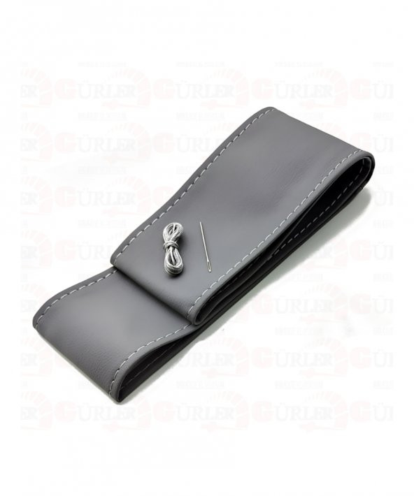 Ford Connect Uyumlu Deri Dikmeli Direksiyon Kılıfı Gri Deri-Gri İp 38×10.5CM A+ Plus ürün görseli 1