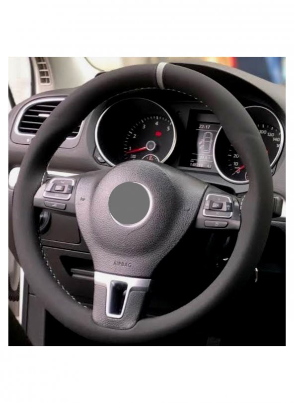 Toyota Corolla 2007-2012 Uyumlu Alkantara Nubuk Dikmeli Direksiyon Kılıfı Gri Yüzüklü ürün görseli 1