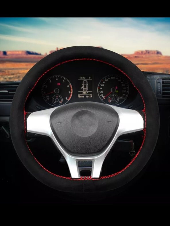 Vw Passat B8-b8,5 Uyumlu Alkantara Dikmeli Direksiyon Kılıfı 2015 Ve Sonrası ürün görseli 1